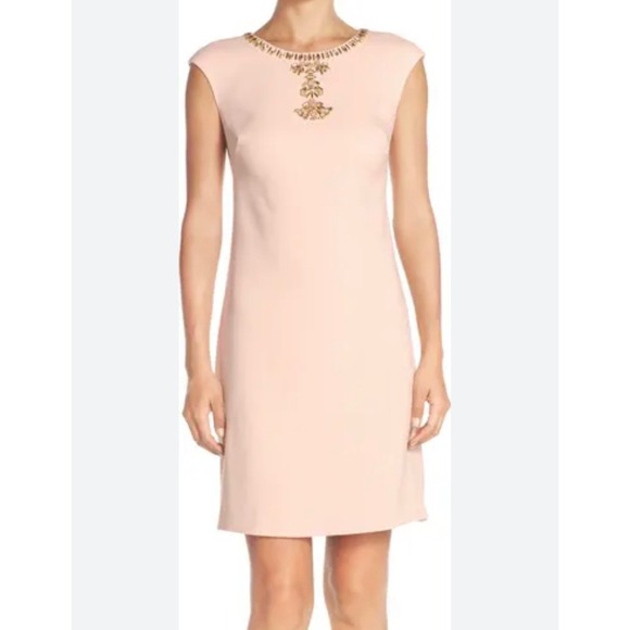 Vince Camuto Dresses & Skirts - Vince Camuto‎ Embellished Crepe Dress Womens 10 Blush Pink NWT A-Line Sheath